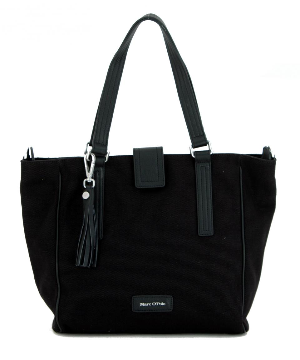 Marc OPolo Shoppertasche Stoff Canvas Leder Fransen schwarz