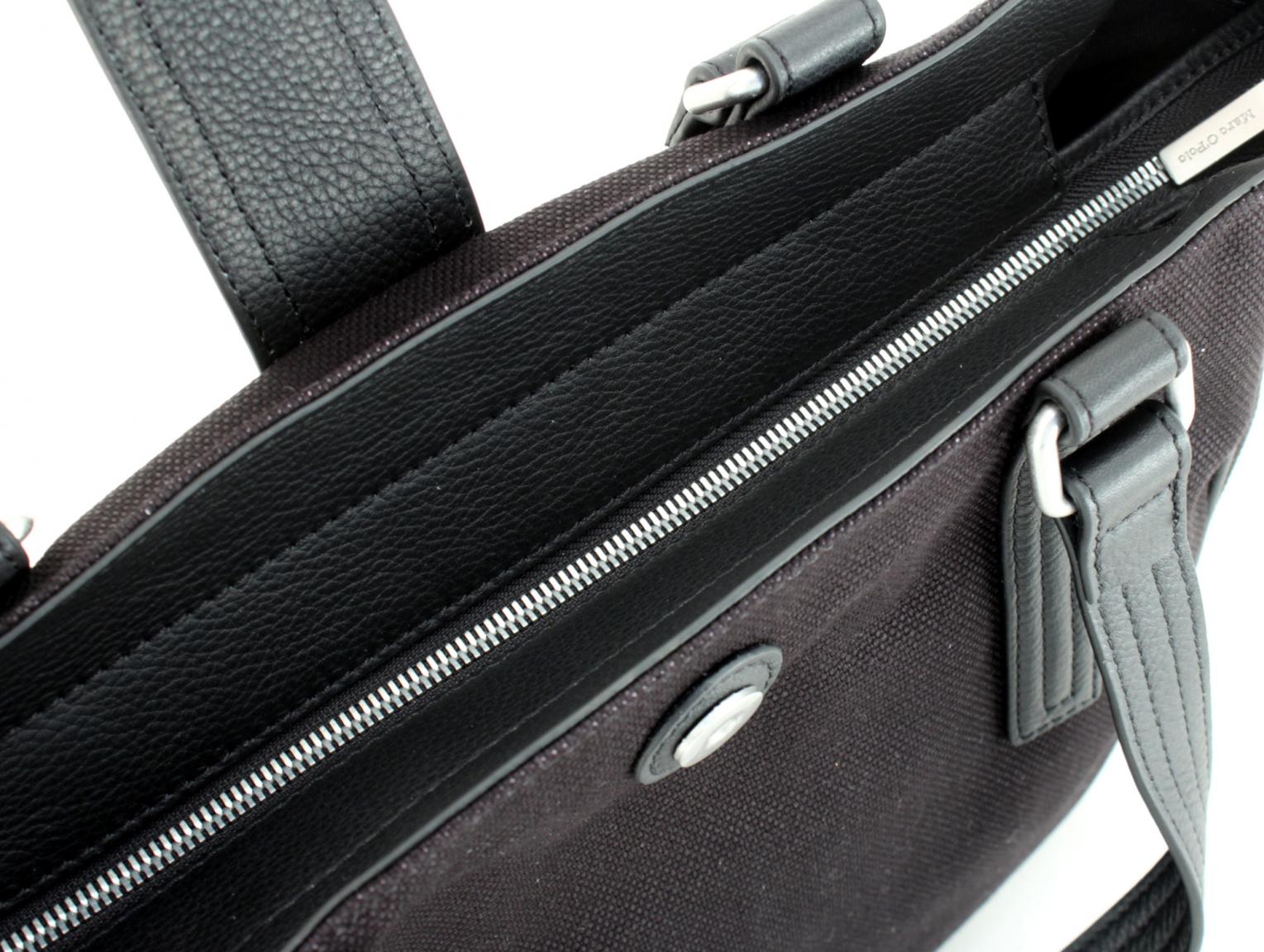 Marc OPolo Shoppertasche Stoff Canvas Leder Fransen schwarz