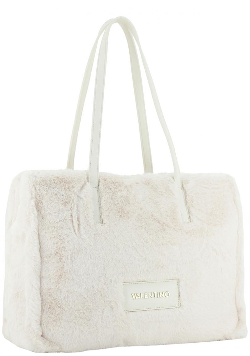 Mario Valentino Plüschtasche zweigeteilt Ecru Special Fadia Shopper