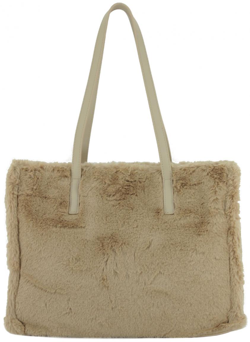 Mario Valentino Plüschtasche zweigeteilt Ecru Special Fadia Shopper
