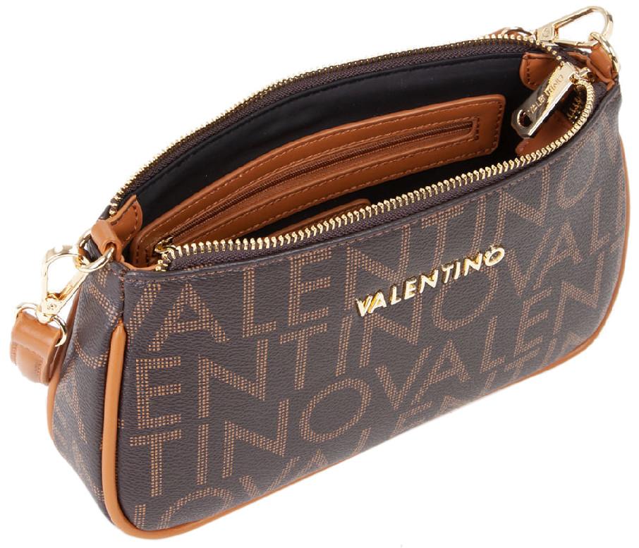 Mario Valentino schmale Crossovertasche Logoprint braun Regina RE