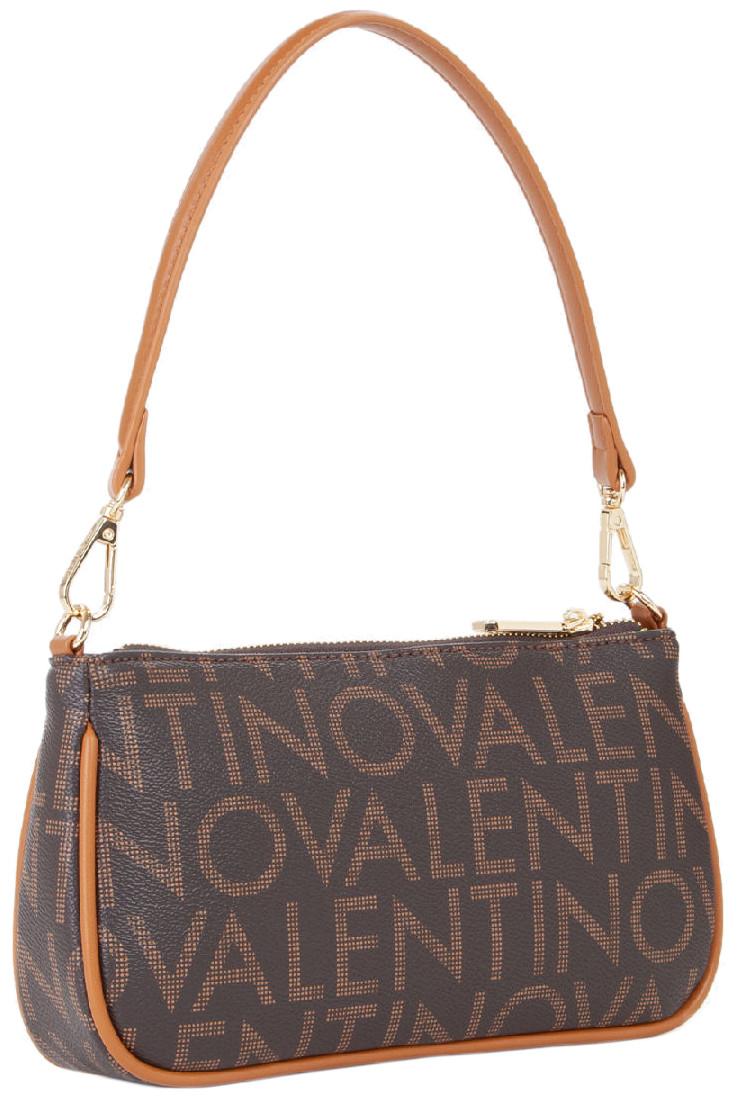 Mario Valentino schmale Crossovertasche Logoprint braun Regina RE