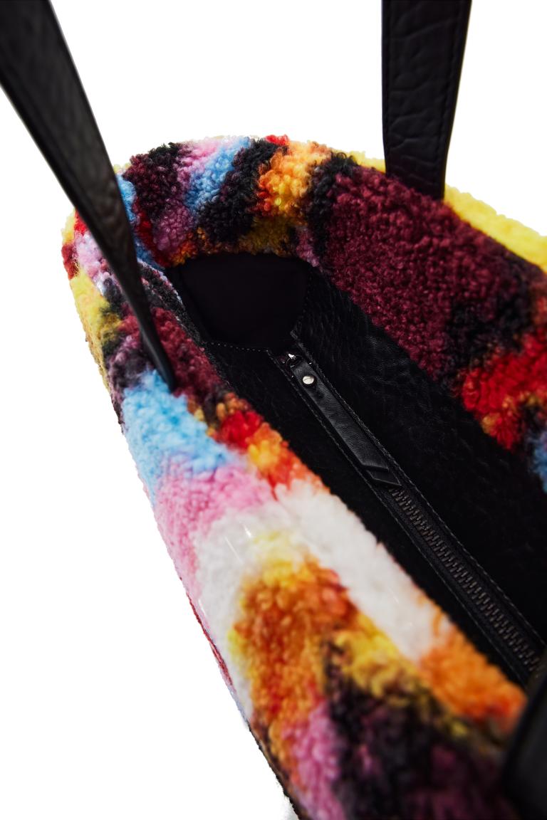 Maxi Shopper Desigual Plüschfell Inca Cork Fur Bunt 