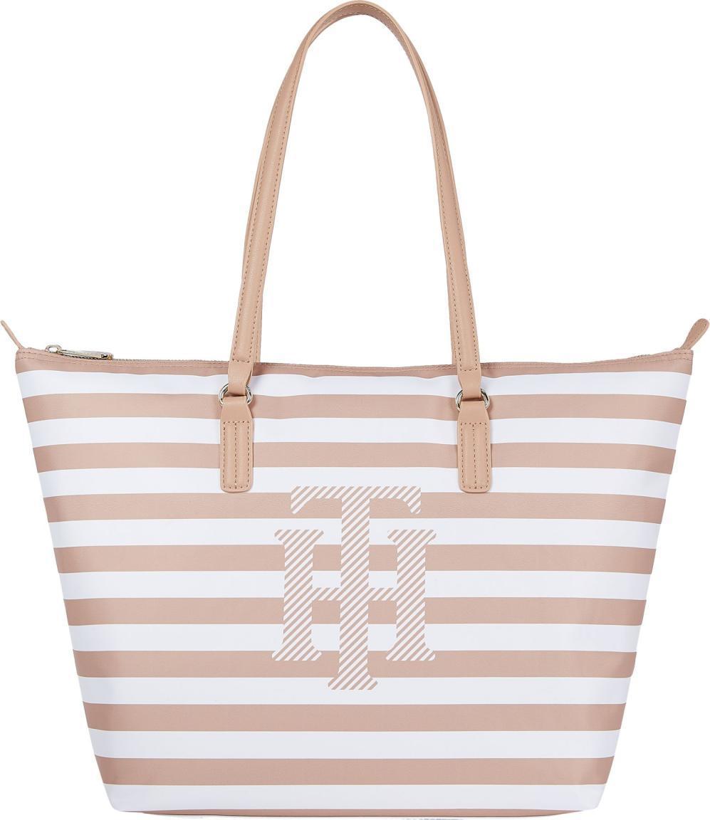 Mediterran Beige Weiß Tragetasche Tommy Hilfiger Poppy Tote gestreift