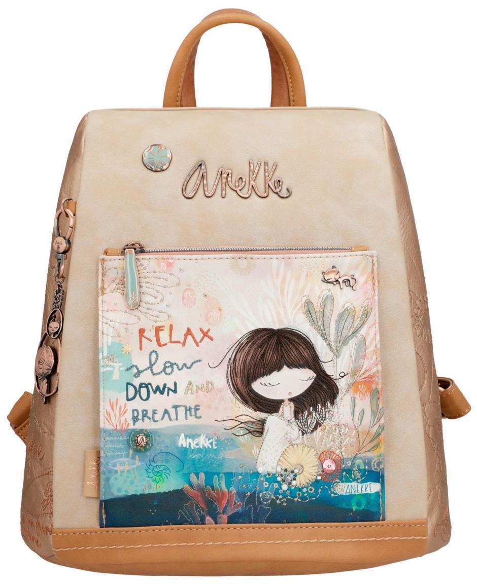 Metallicfarbener Mädchen Daypack Anekke Mediterranean Bronze Glanz Stickerei Meeresgrund