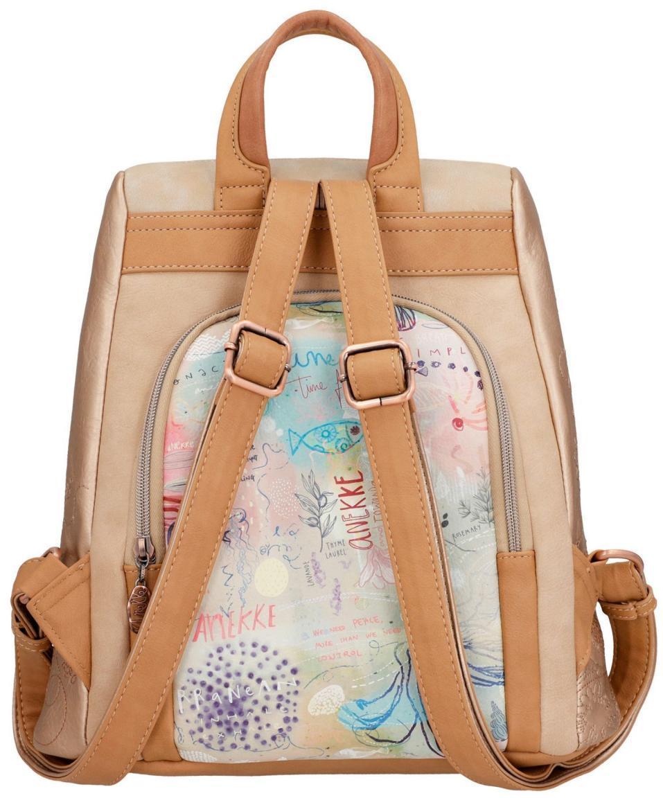 Metallicfarbener Mädchen Daypack Anekke Mediterranean Bronze Glanz Stickerei Meeresgrund