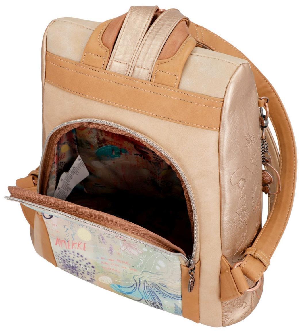 Metallicfarbener Mädchen Daypack Anekke Mediterranean Bronze Glanz Stickerei Meeresgrund