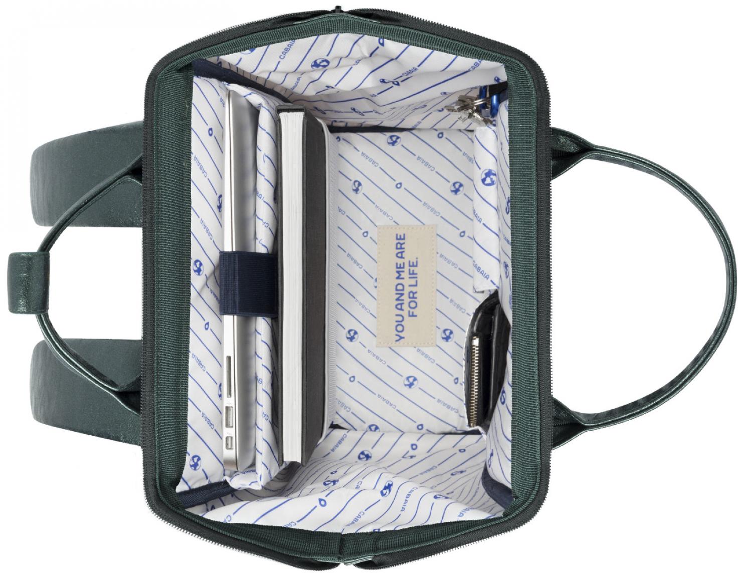 Metallicrucksack Cabaia dunkelgrün irisierend Lucerne wasserabweisend Medium