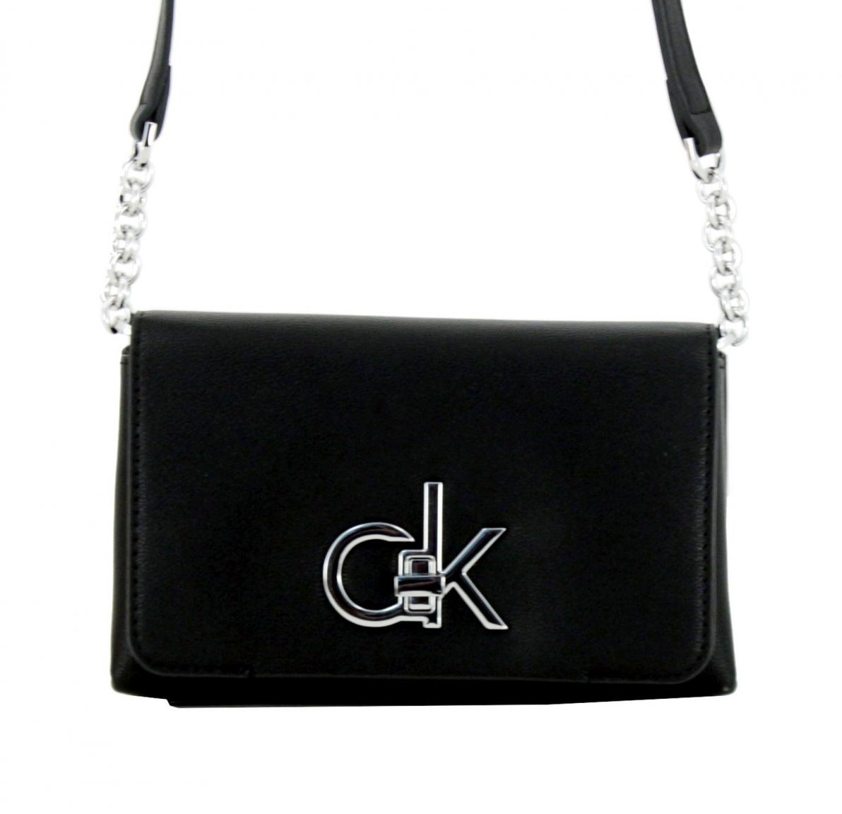 Microbag Calvin Klein Flap Crossbody Black Kettendetail