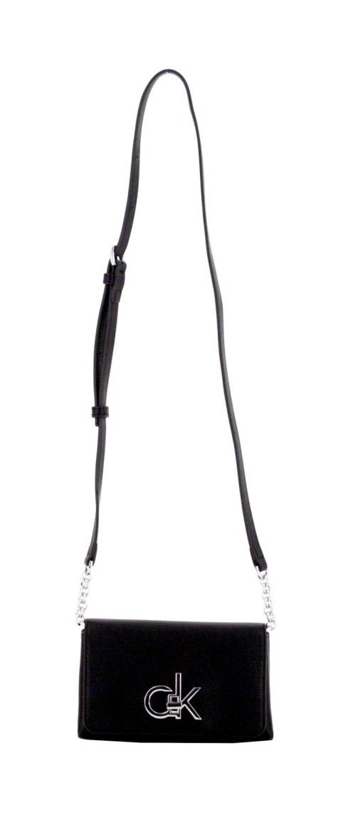 Microbag Calvin Klein Flap Crossbody Black Kettendetail