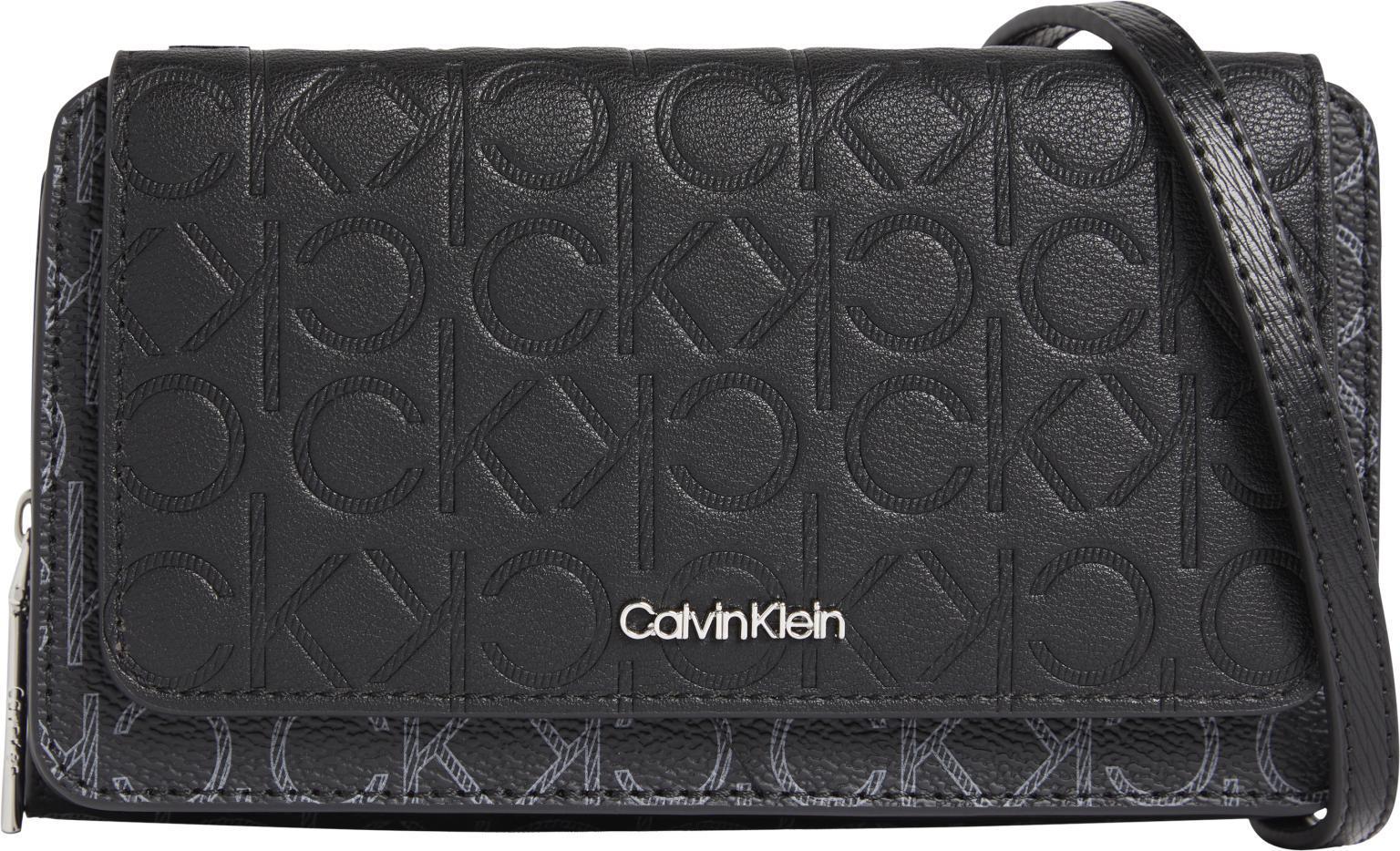 Microtasche Calvin Klein Mono Mix Flap Wallet Monogram Print Black