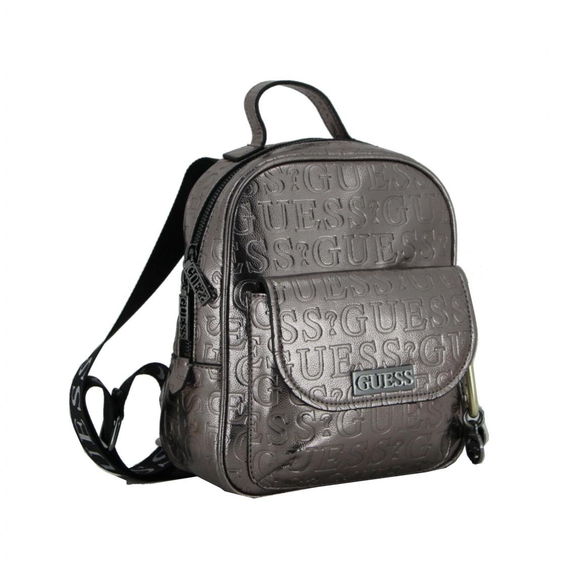 Mini Backpack Guess Lane Logoperforierung Karabiner Metallic Gold