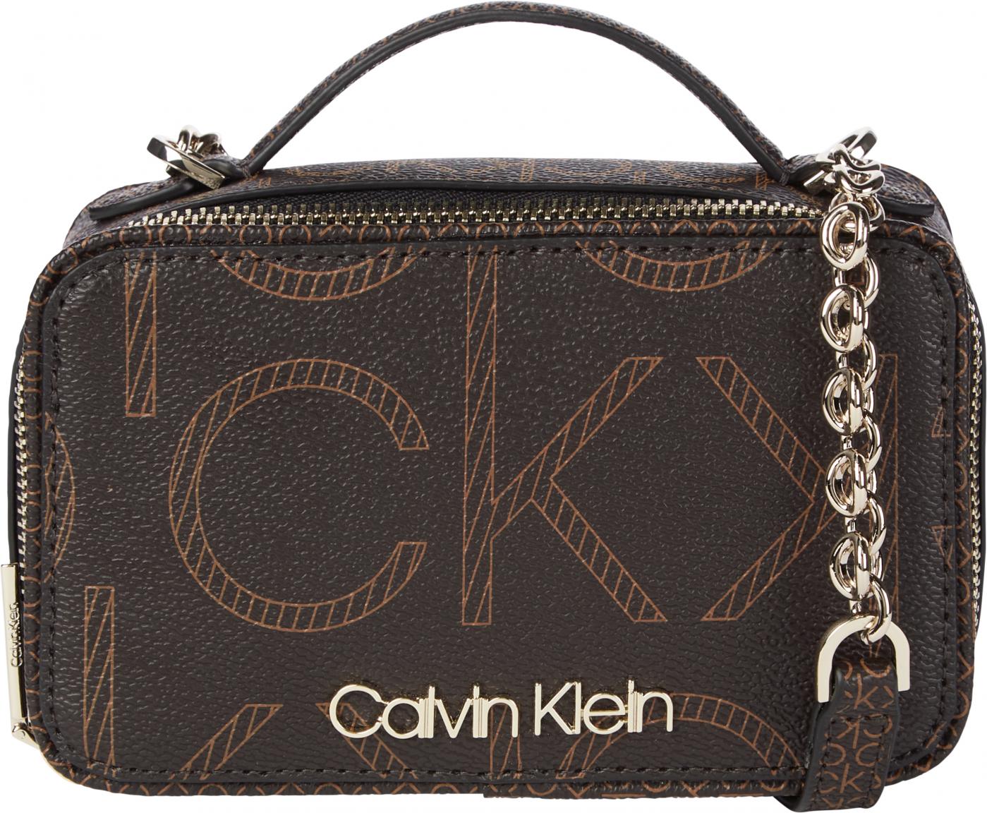 Mini Henkeltasche Calvin Klein Camera Bag Braun Alloverprint