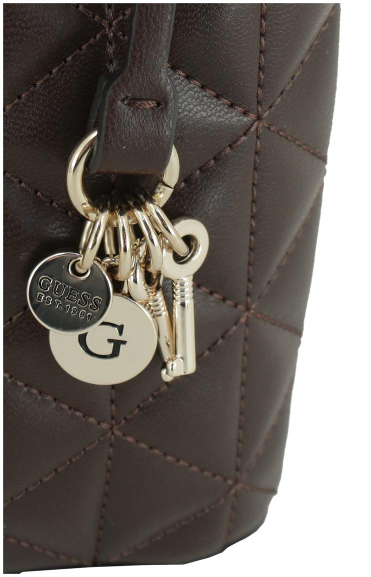 Minihandtasche dunkelbraun Guess Paisleigh Espresso gesteppt