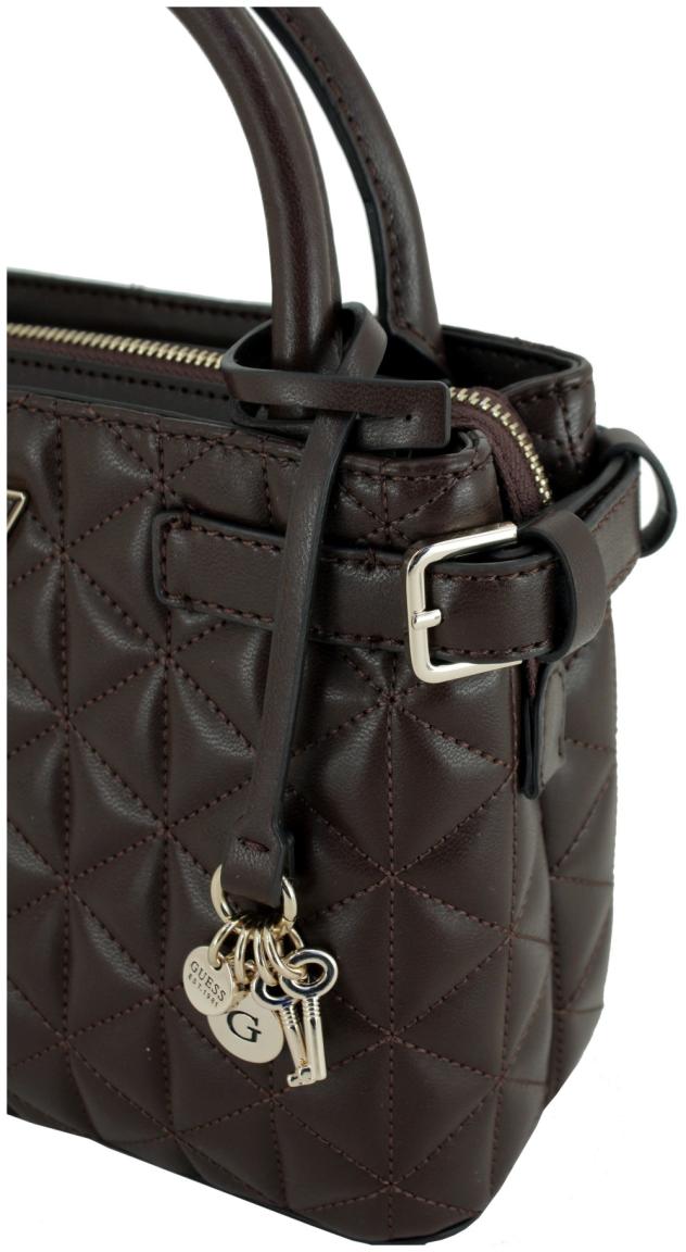 Minihandtasche dunkelbraun Guess Paisleigh Espresso gesteppt