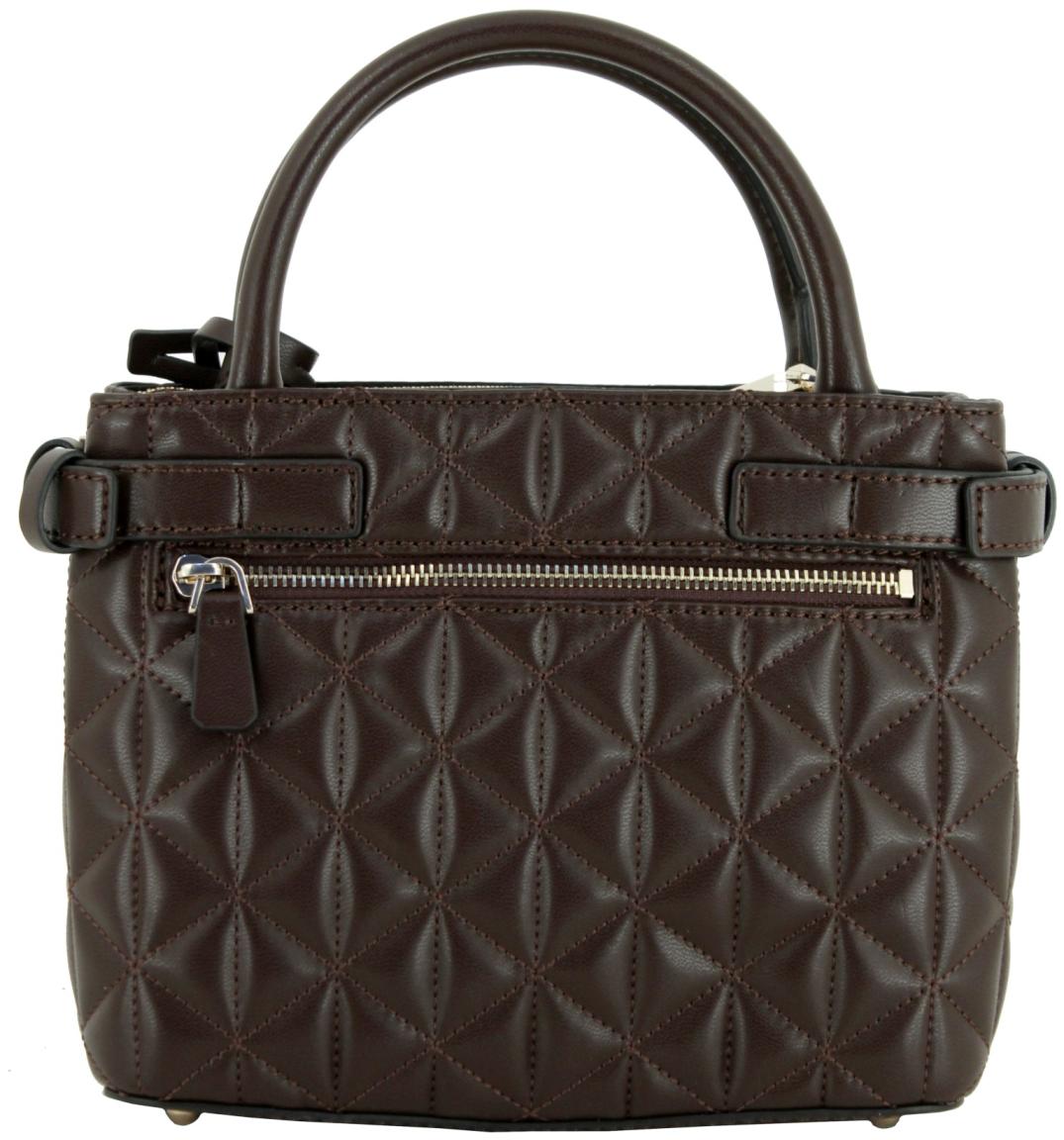 Minihandtasche dunkelbraun Guess Paisleigh Espresso gesteppt