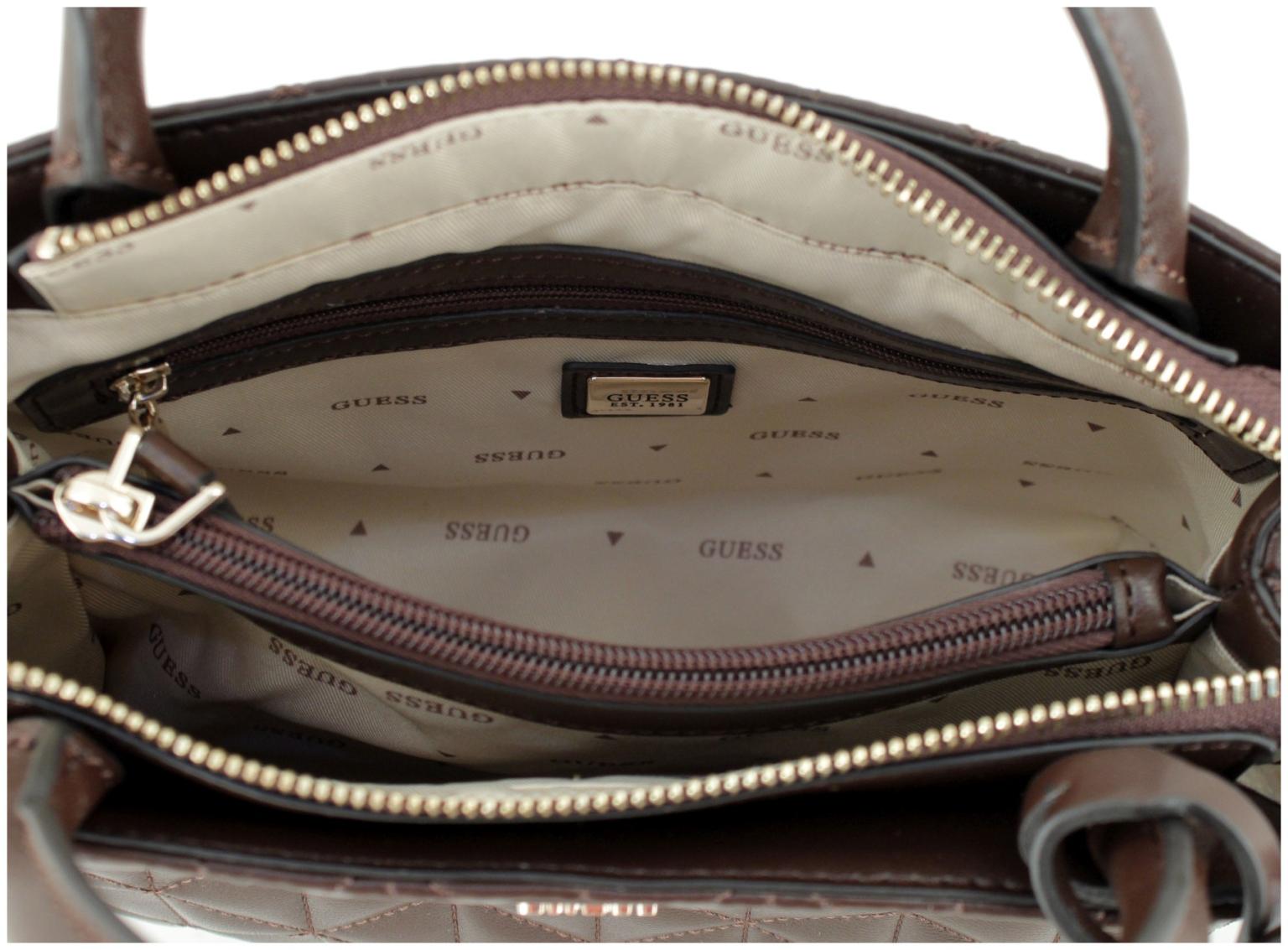 Minihandtasche dunkelbraun Guess Paisleigh Espresso gesteppt