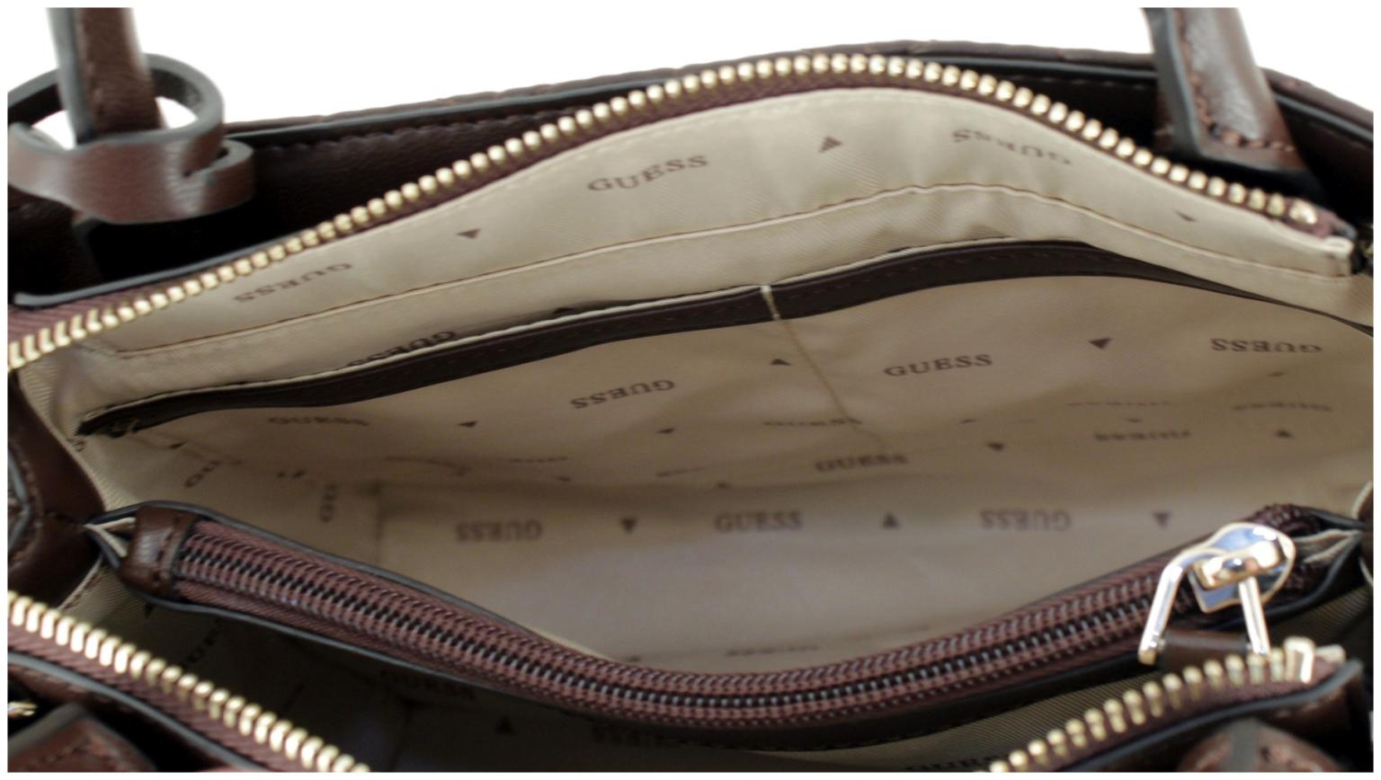 Minihandtasche dunkelbraun Guess Paisleigh Espresso gesteppt