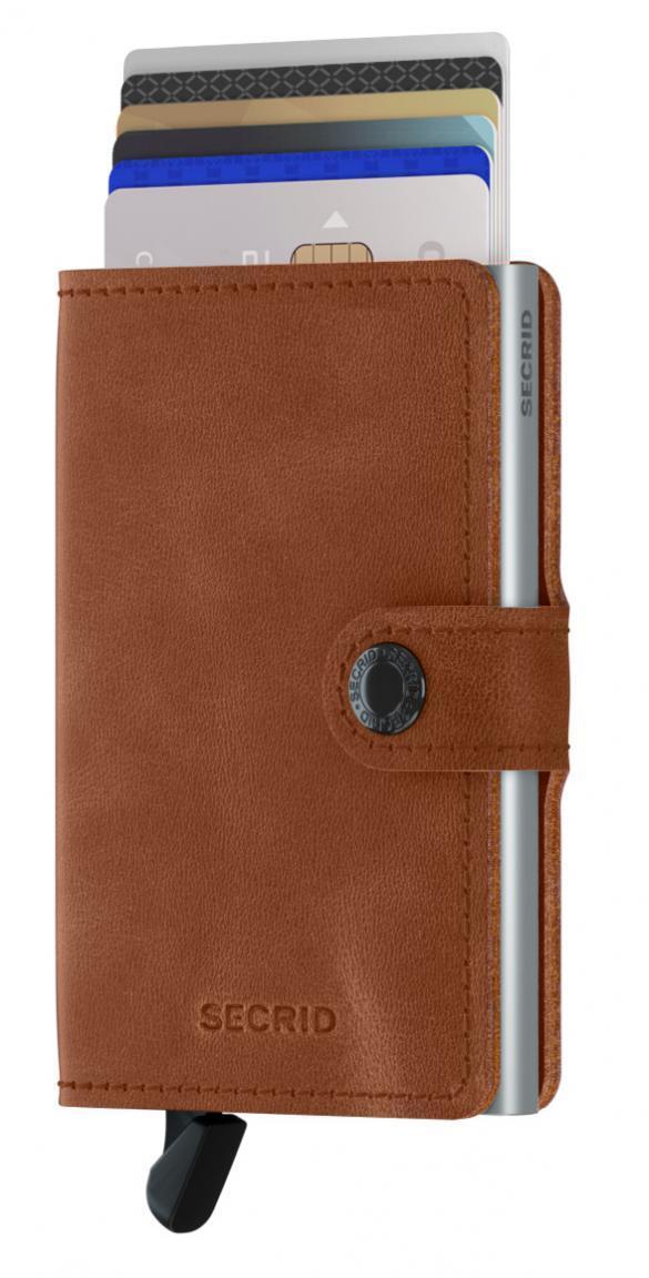 Miniwallet Secrid Chipkarten Etui RFID Vintage Cognac Silver