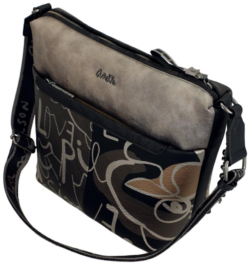 Nature Umhängetasche Anekke Mademoiselle metallic Silhouette bestickt
