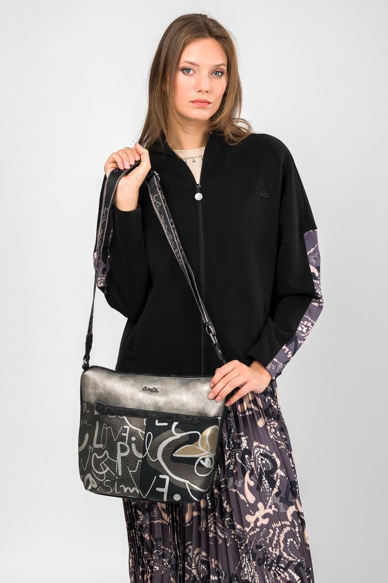 Nature Umhängetasche Anekke Mademoiselle metallic Silhouette bestickt
