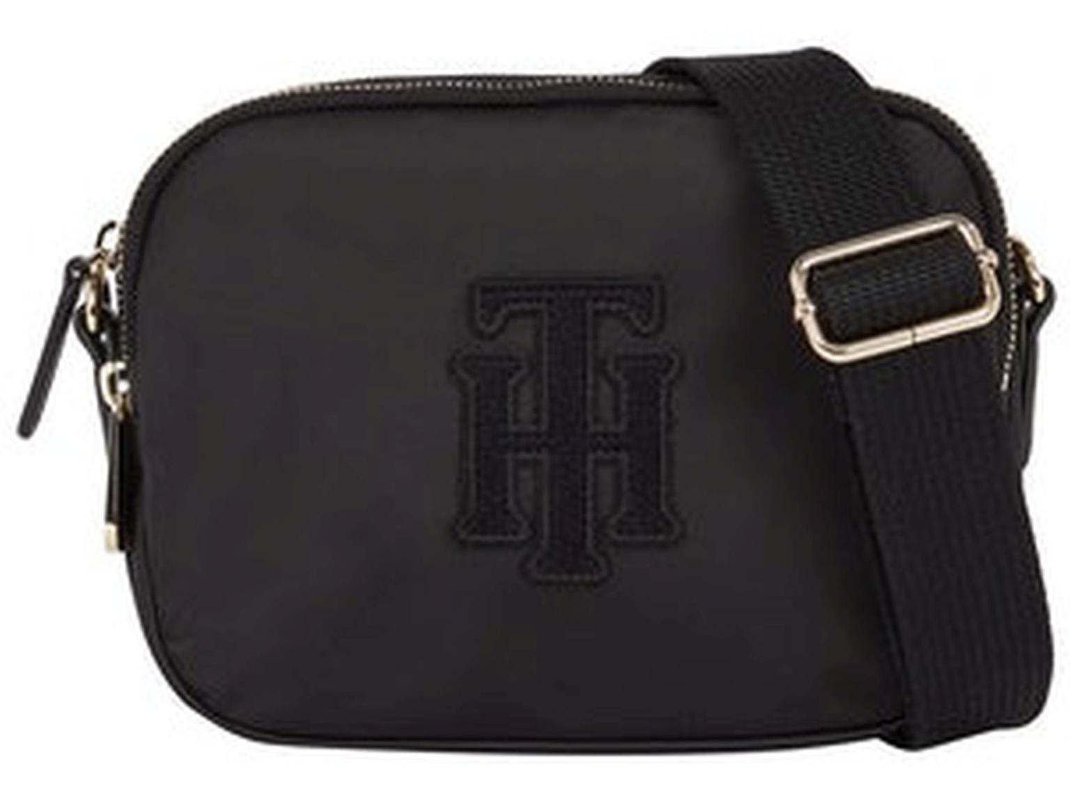 Nylon Crossovertasche Hilfiger Poppy schwarz Applique TH