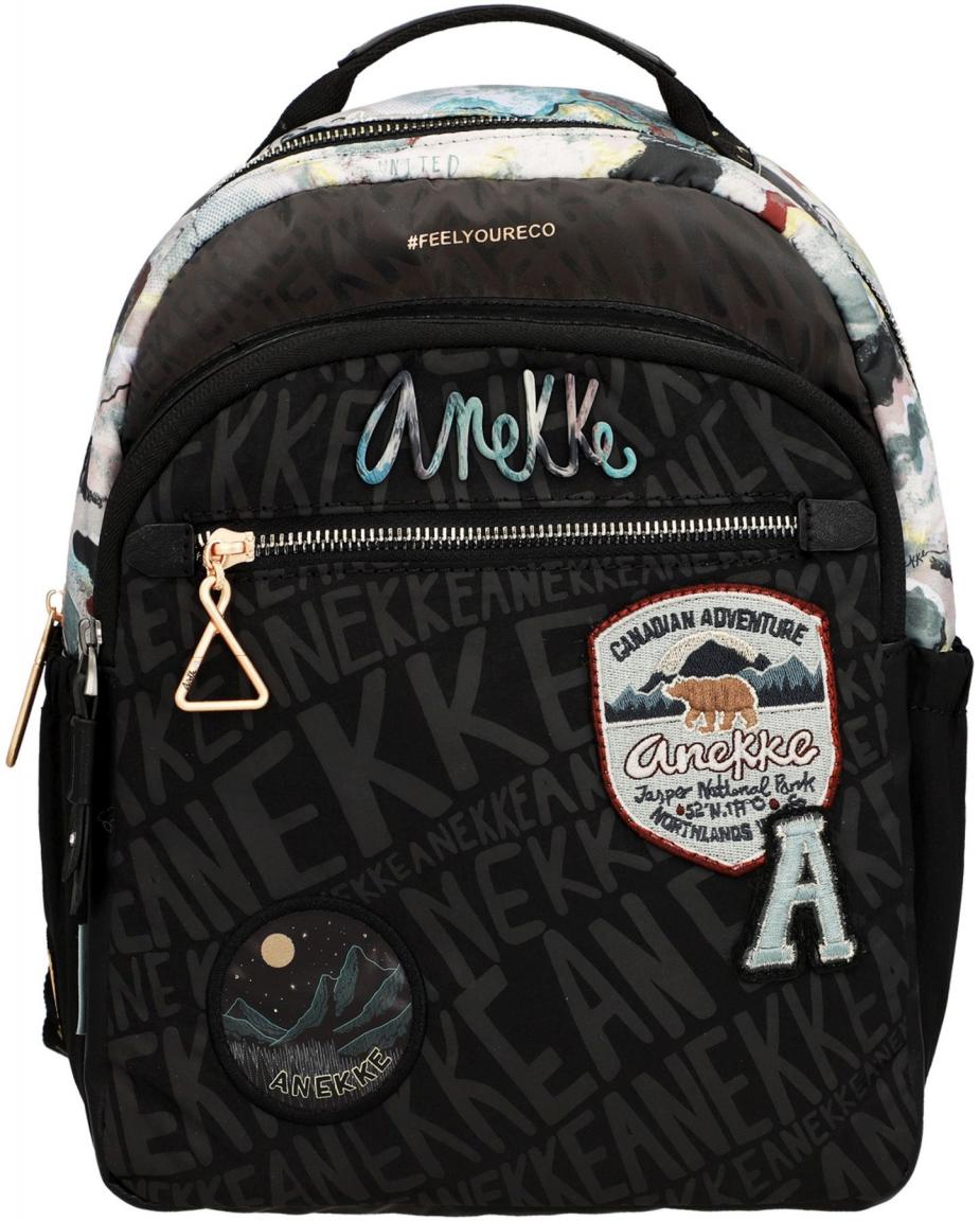 Nylonrucksack schwarzbunt Logoprint Kanada Anekke Nature Woods