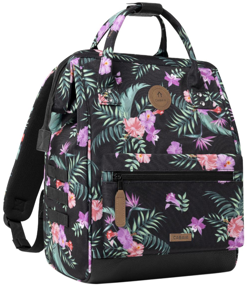 Outdoorrucksack Cabaia schwarz Adventurer Medium floral Valladolid Fronttasche