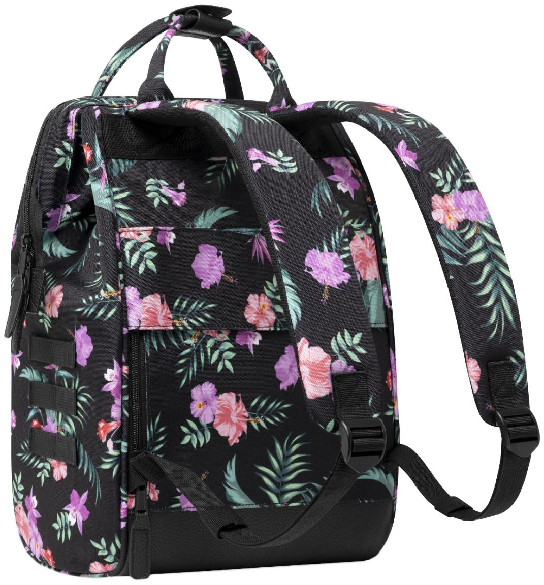 Outdoorrucksack Cabaia schwarz Adventurer Medium floral Valladolid Fronttasche