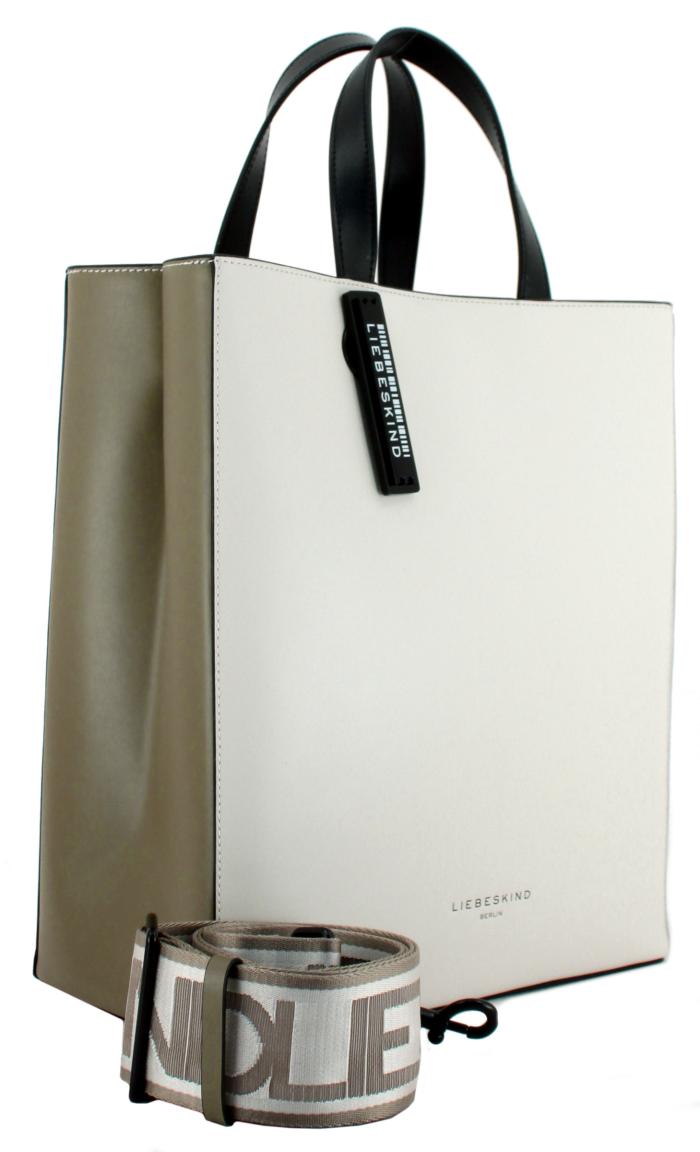 Paper Bag Tote M Coconut schlammgrun cremebeige Colorblock Liebeskind