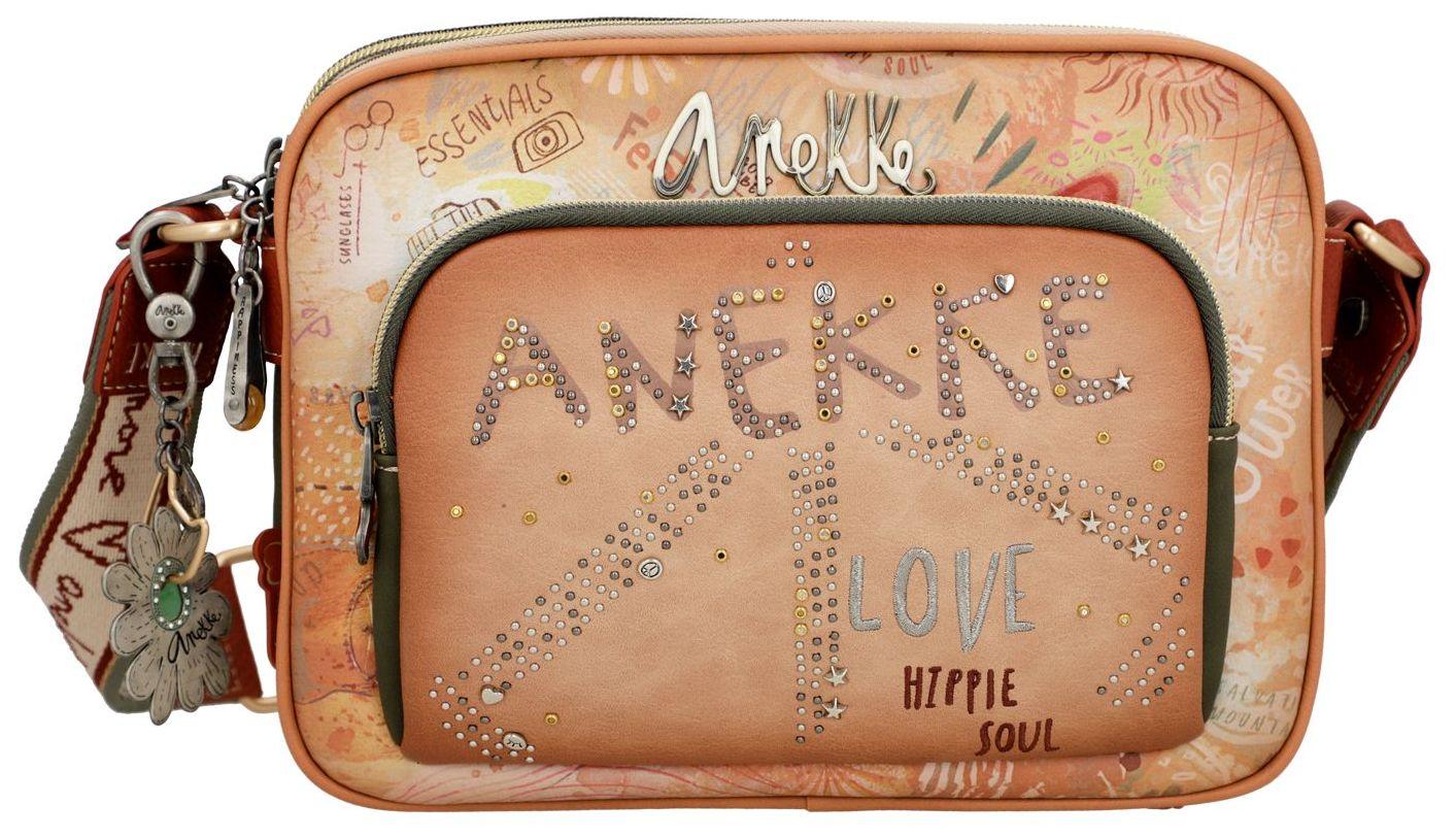 Peace and Love Anekke Flowers Camera Bag mit Nieten Beige 