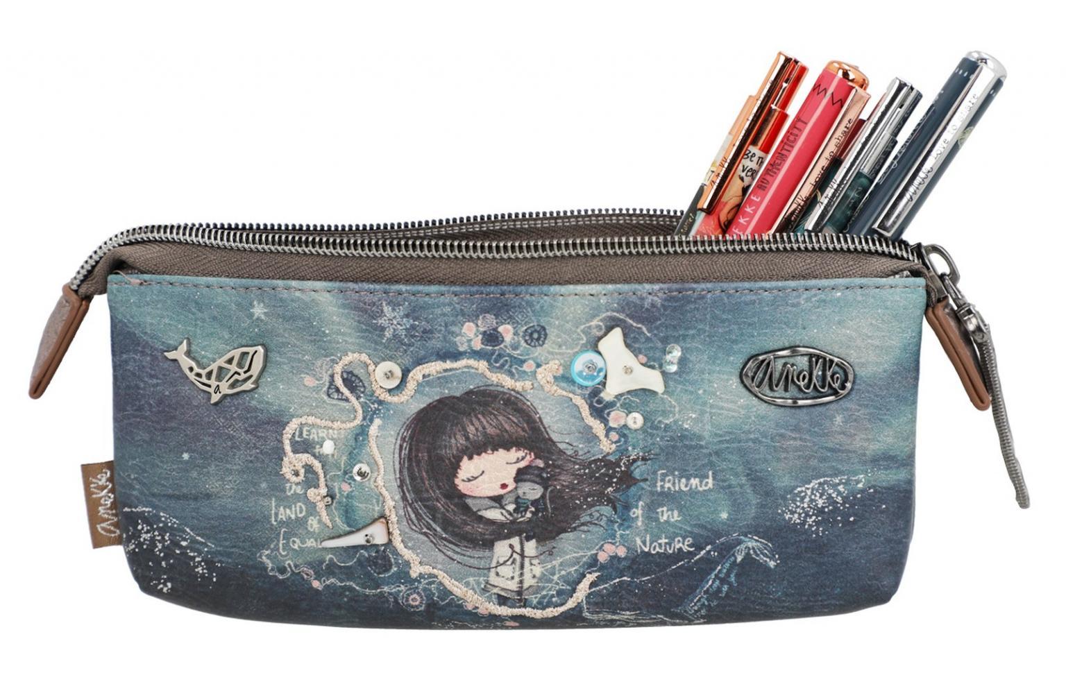 Pencil Case Anekke Iceland Blau Muscheln Wal Federpenal