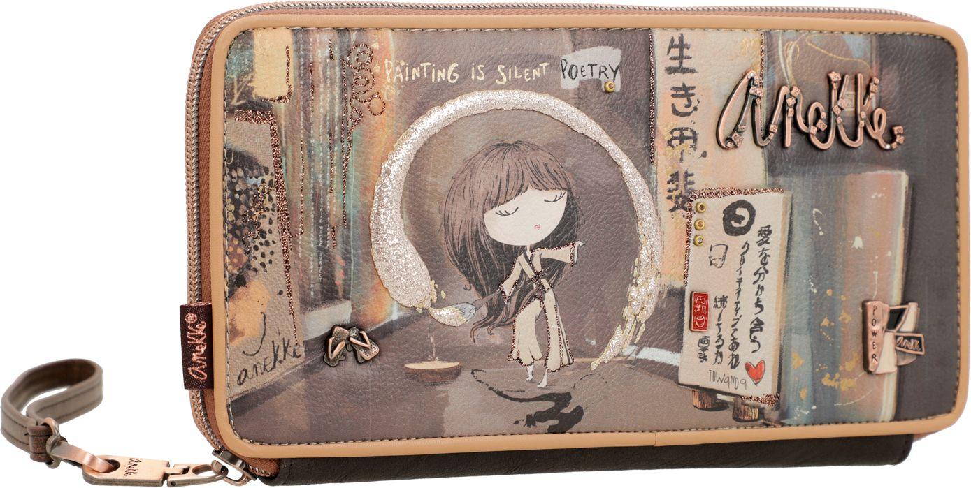 Portemonnaie Anekke Shoen japanische Kunst braun Glitzer 