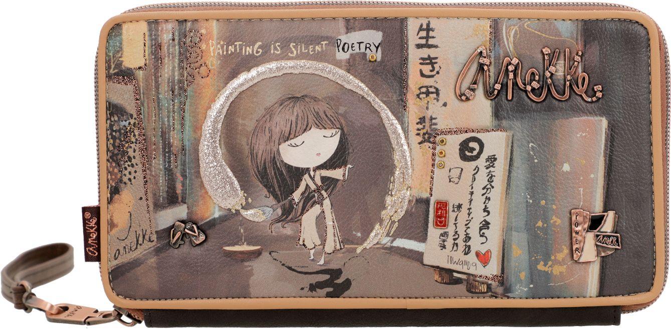 Portemonnaie Anekke Shoen japanische Kunst braun Glitzer