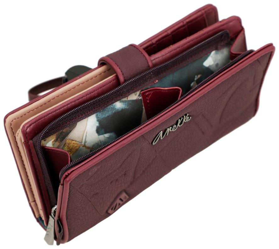 Portemonnaie Anekke bordeaux Real Evolution dunkelrot Prägung Handschlaufe