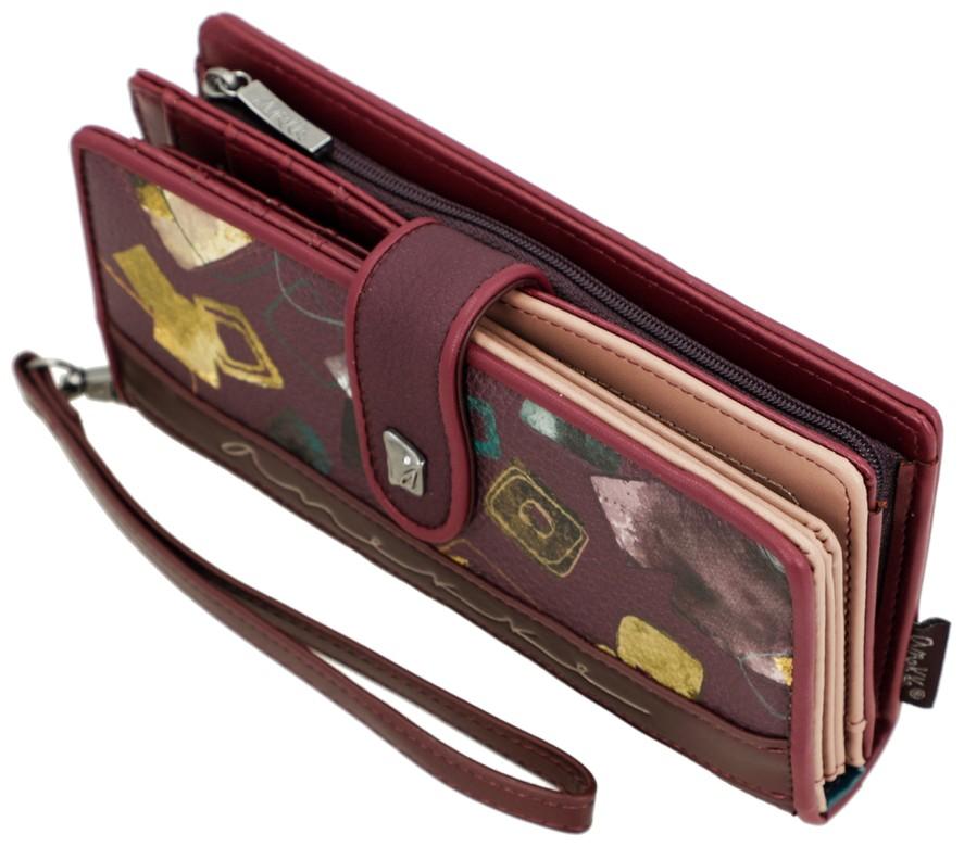 Portemonnaie Anekke bordeaux Real Evolution dunkelrot Prägung Handschlaufe