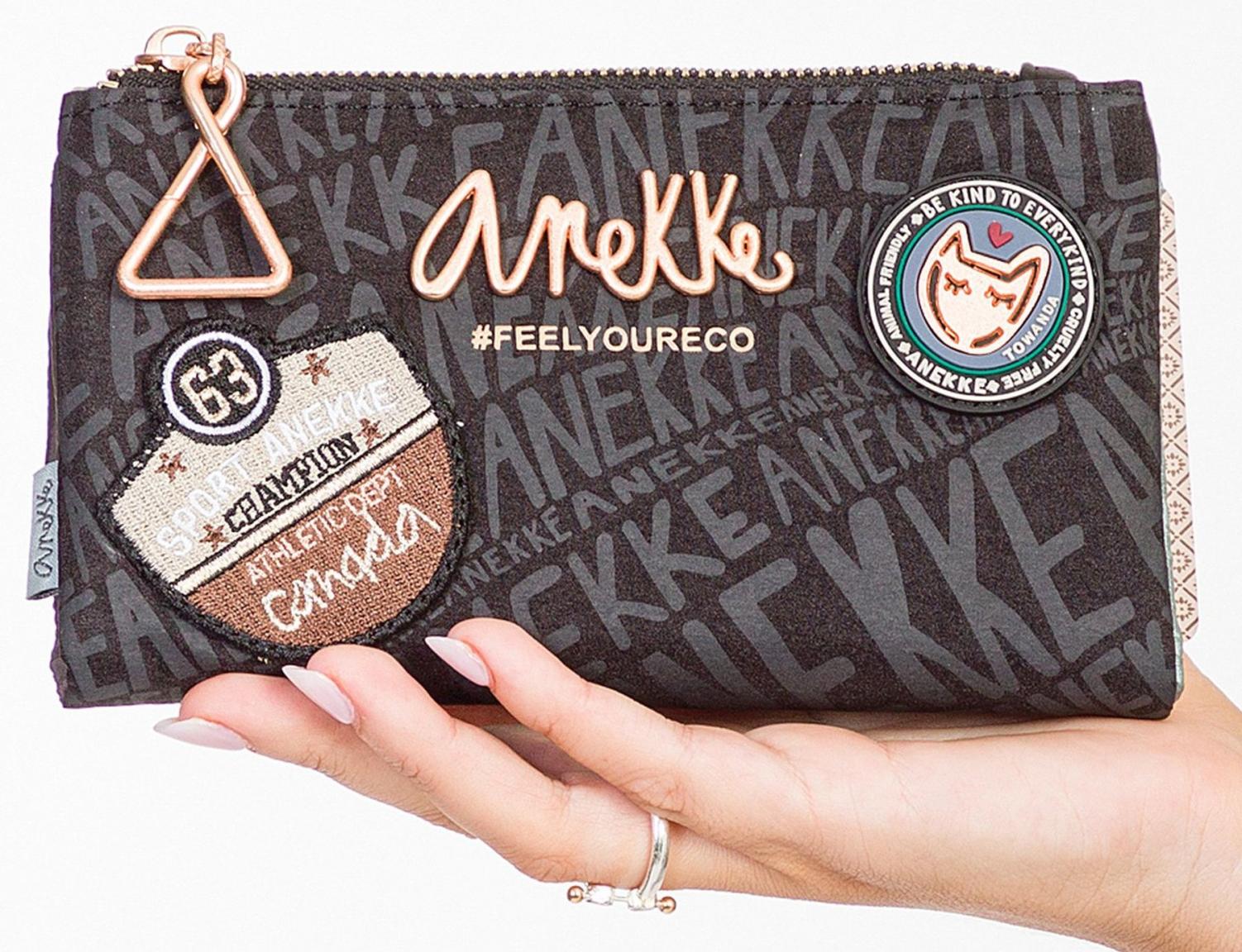 Portemonnaie Eco friendly Anekke Nature Woods schwarz Logoprint nachhaltig