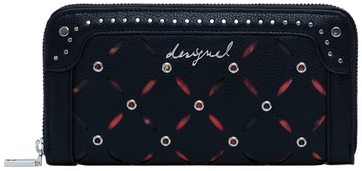 Portemonnaie Fiona Desigual Yankee Karten Münzen Nieten schwarz Cut Outs