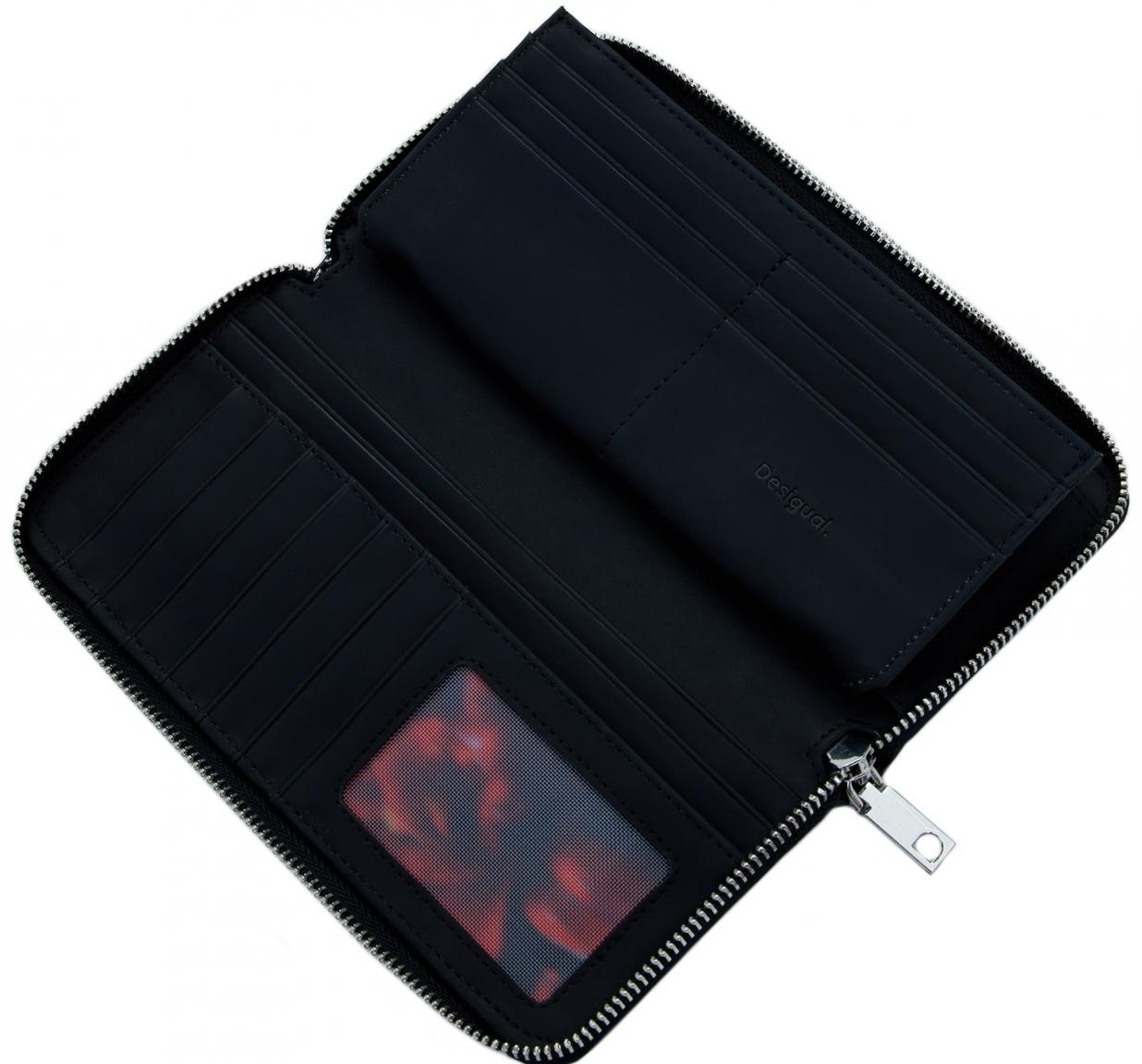 Portemonnaie Fiona Desigual Yankee Karten Münzen Nieten schwarz Cut Outs