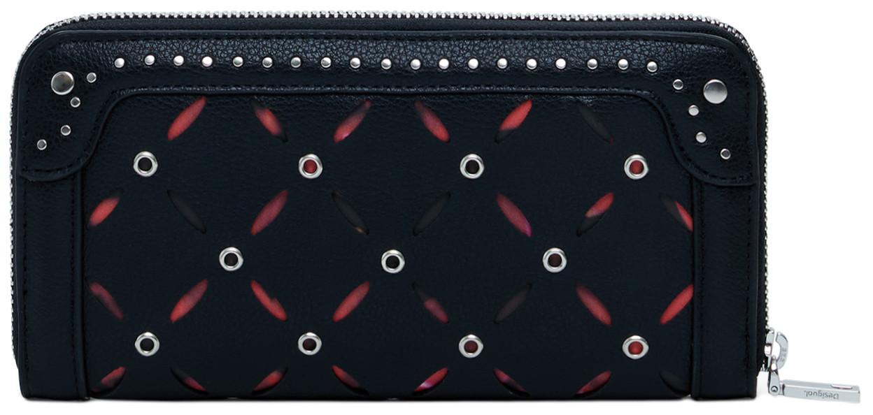 Portemonnaie Fiona Desigual Yankee Karten Münzen Nieten schwarz Cut Outs