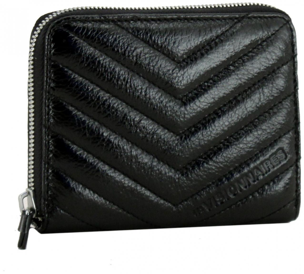 Portemonnaie Leder Elina Quilting Metallic schwarz Les Visionnaires