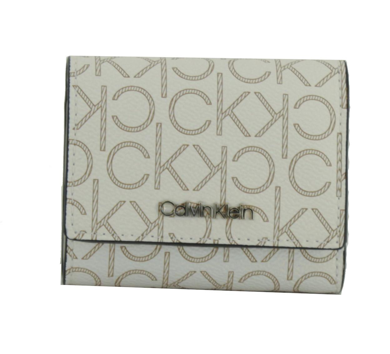 Portmonee Calvin Klein Trifold XS Monogram Birch Mono Beige Alloverprint RFID