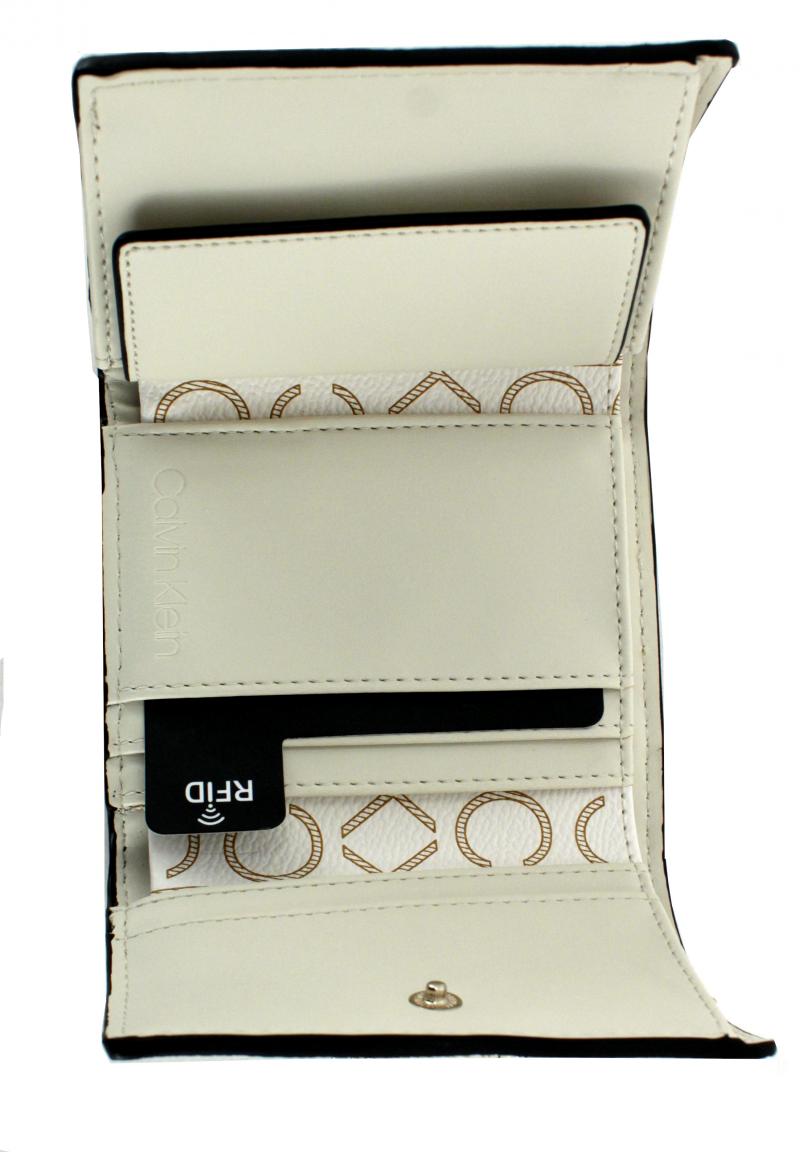 Portmonee Calvin Klein Trifold XS Monogram Birch Mono Beige Alloverprint RFID