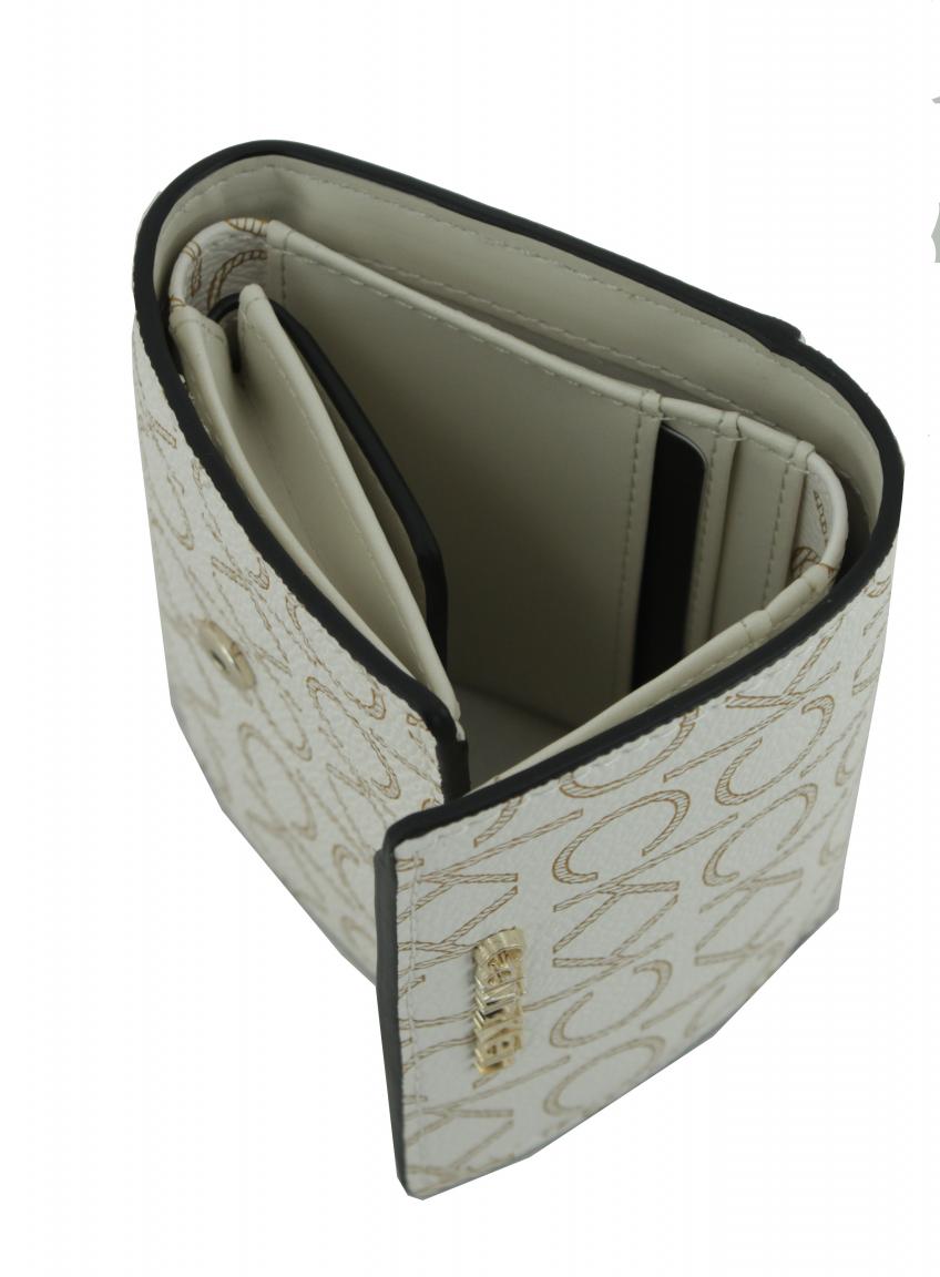 Portmonee Calvin Klein Trifold XS Monogram Birch Mono Beige Alloverprint RFID