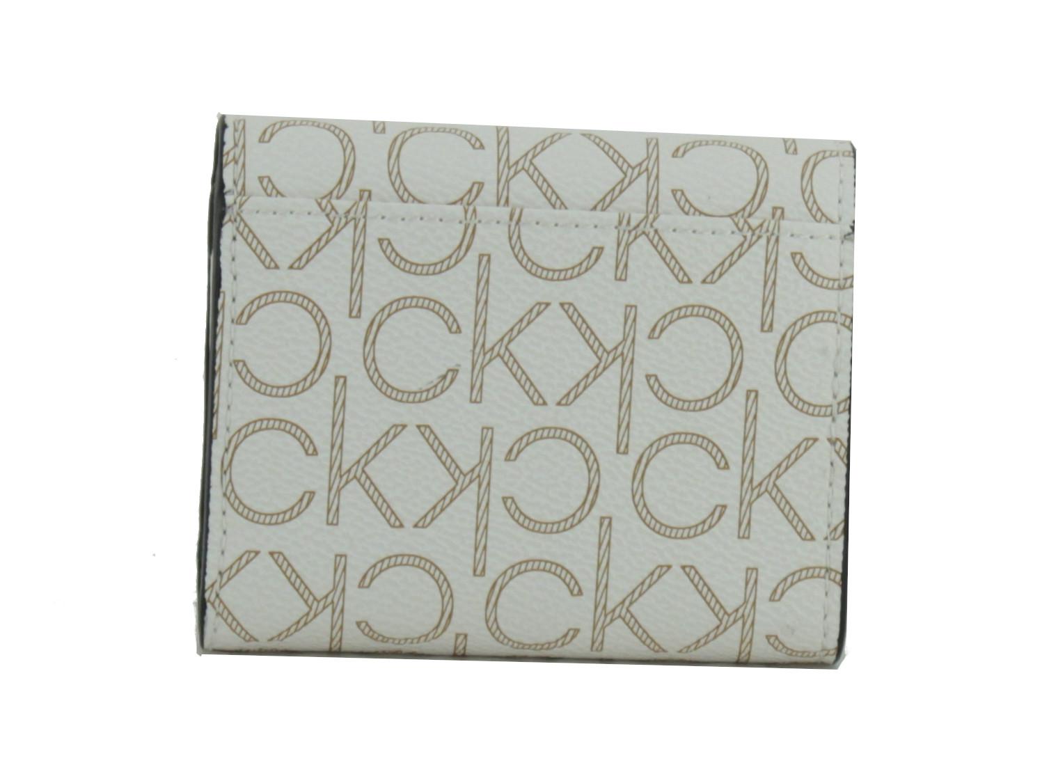 Portmonee Calvin Klein Trifold XS Monogram Birch Mono Beige Alloverprint RFID