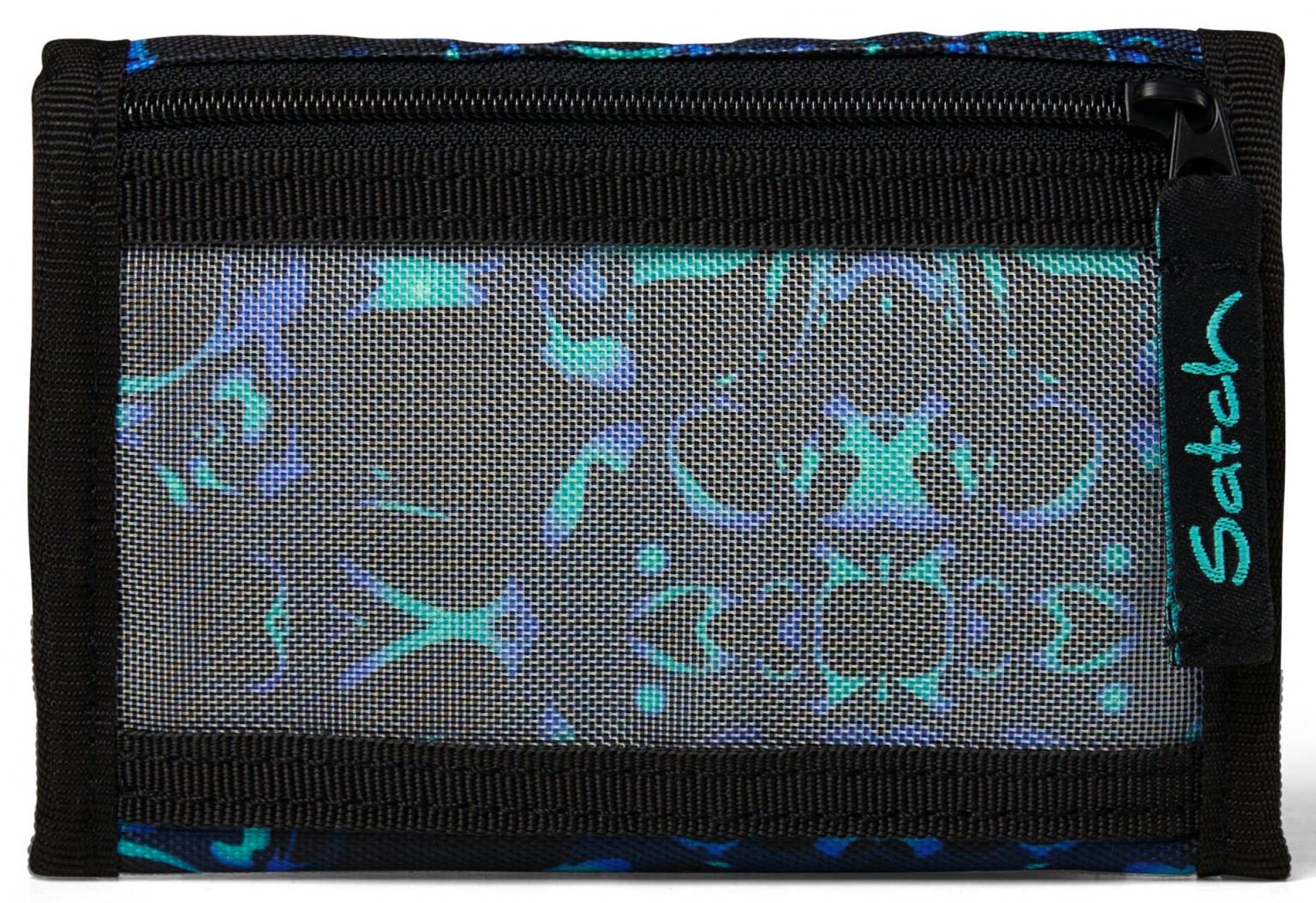 Portmonee Schüler klappbar Caleido Blue Satch schwarz recycelt