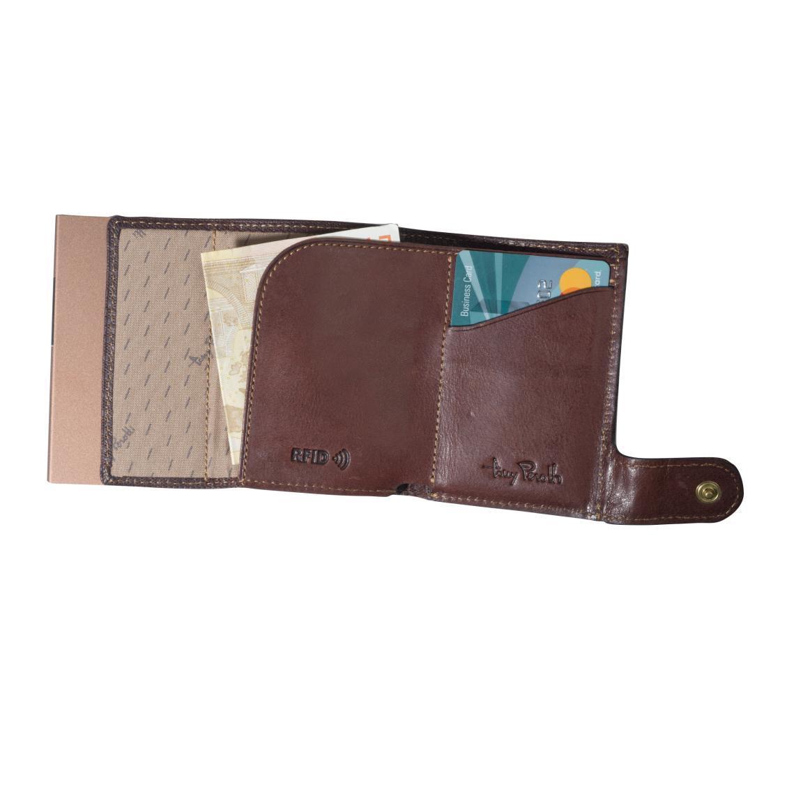 RFID Schutz Kartenetui braun Tony Perotti Furbo brown Aluminium Leder