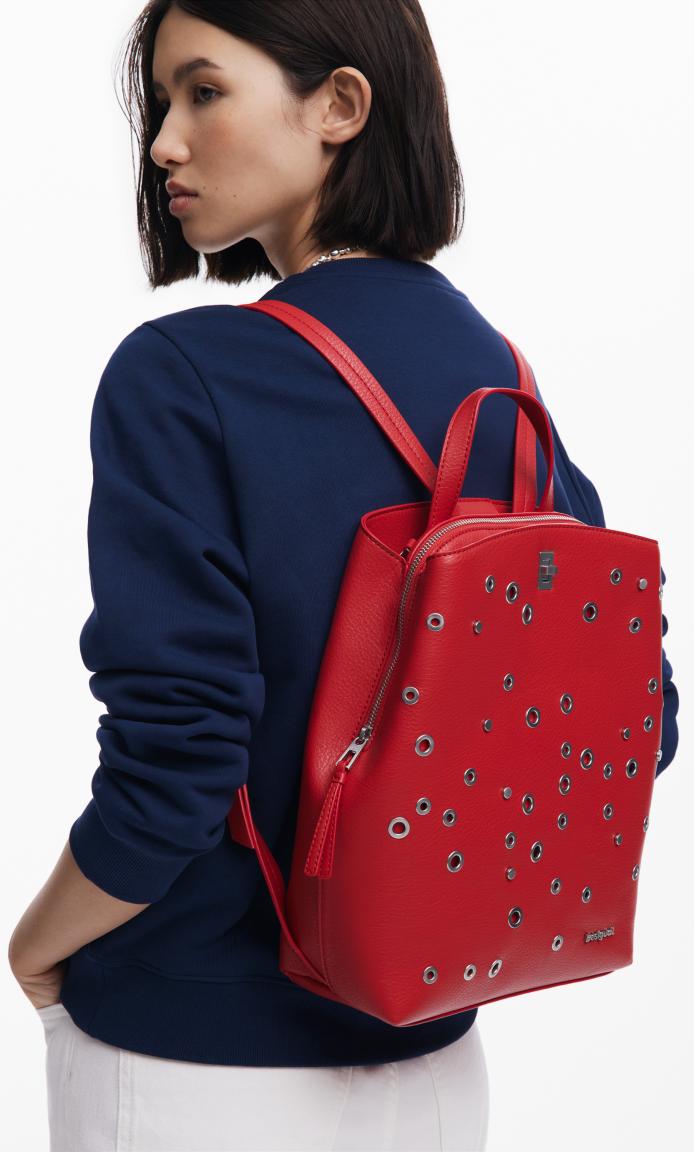 Rebel Desigual Backpack Clavel Red Nieten rot Sumy