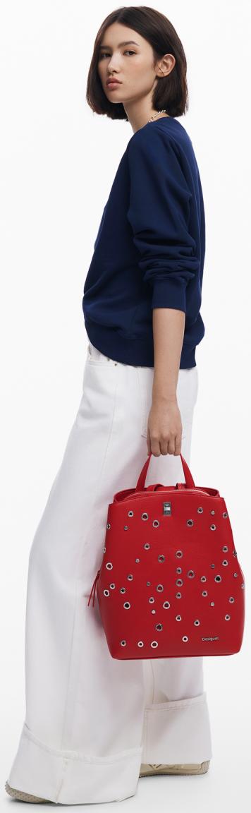 Rebel Desigual Backpack Clavel Red Nieten rot Sumy
