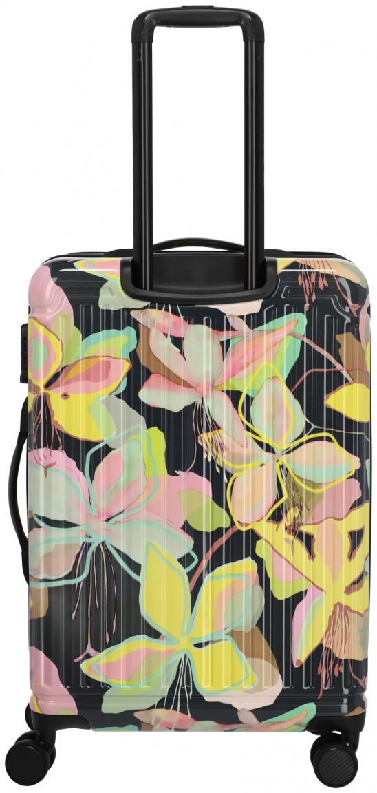 Reisekoffer 4w Trolley M 67cm Travelite Cruise Yellow Orchid Blumeprint
